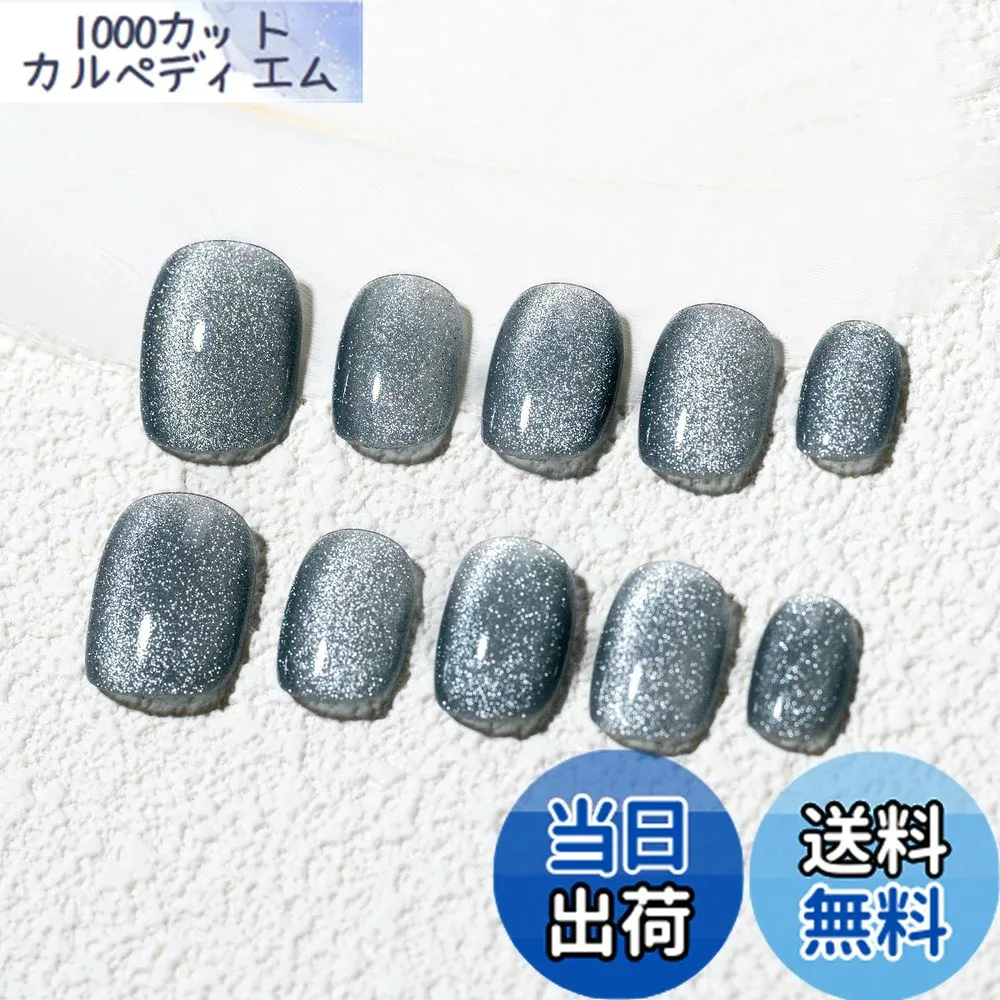 【送料無料】Sun&Beam Nails 手作り ネイルチップ ミディアム ロング アーモンド ブルー つけ爪 マグネット 無地 ワンカラー シンプル デザイン おしゃれ 付け爪 10枚入 色:#247、サイズ:XS
