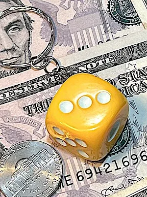 キーホルダー カラフルダイスキーチェーン YELLOW サイコロ アメリカン雑貨 キーリング