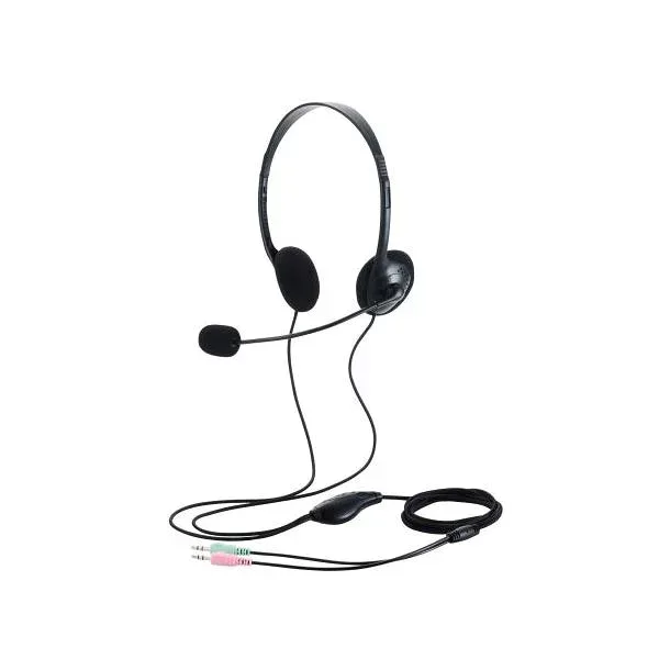 ELECOM Binaural Small Wired Overhead Set φ3.5mm 3-pole Mini Plug x 2 Black HS-HP14SBK
