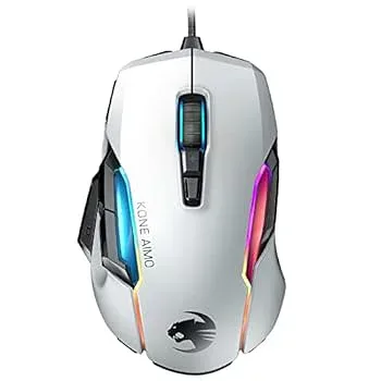 【中古】【39shop】ROCCAT★ゲーミングマウス Kone AIMO Remastered 有線 編み込み ホワイト白 光学式16K多ボタン130gMMO RGB Windows 7以降 日本正規代理店品(良い)