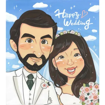結婚 似顔絵 ウェディング サファイア婚式 そっくり ダイヤモンド婚式 プレゼント 結婚30周年 色紙 イラスト 贈り物 敬老の日 真珠婚式 かわいい お母さん 金婚式 ウエディング おばあちゃん おすすめ 記念品 そっくり ルビー婚式 早い 喜寿 70代 80代