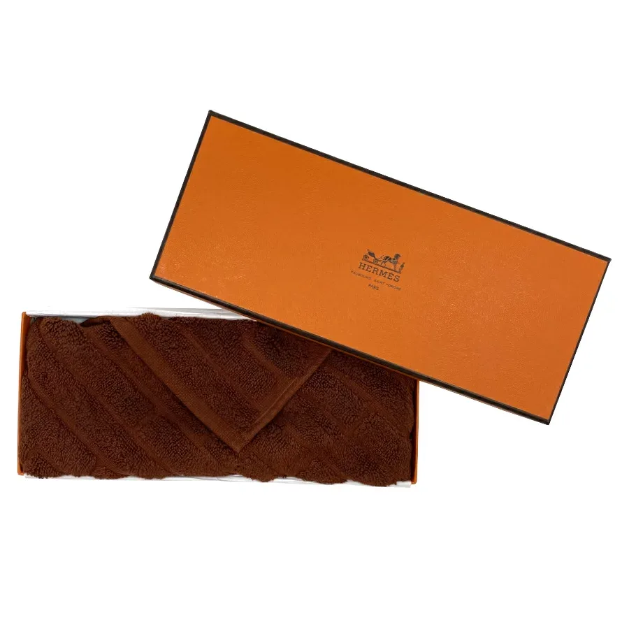 国内完売商品【新品】エルメス HERMES ハンドタオル カレタオル《 ラビリンス 》BRUN ECORCE / ブルンエコルセ コットン100% ブラウン ダークブラウン レディース メンズ ユニセックス ギフト プレゼント H101299M 08