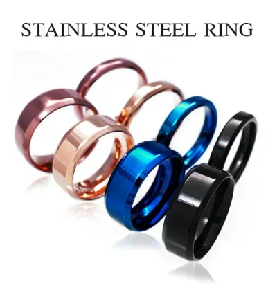 sr0073 Stainless Steel Ring Men's Women's Silver Accessories 2 PIECES Recommended Perfect for pairing! 4 Color Stainless Steel Ring Suitable for Pairing Stainless Steel Ring Black Blue Pink Gold