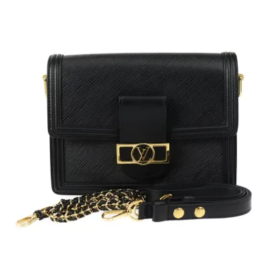 美品 LOUIS VUITTON ルイ ヴィトン ドーフィーヌ NV MM エピ ショルダーバッグ M56141 レザー ブラック ゴールド金具 2WAY チェーン【本物保証】【中古】