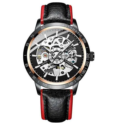 メンズウォッチ 機械式 自動巻 スケルトン 防水 レザー 2019 A1-2