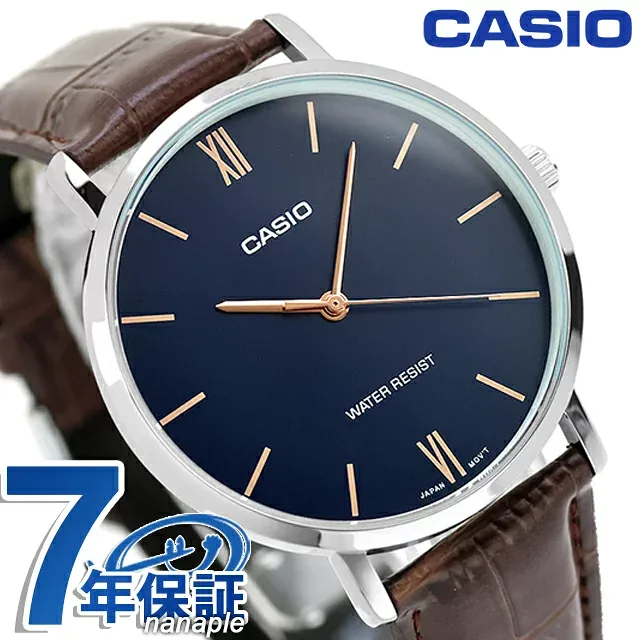 カシオ チープカシオ CASIO クォーツ 電池式 MTP-VT01L-2B スタンダード 海外モデル メンズ チプカシ 腕時計 シンプル ブランド カシオ casio アナログ ネイビー ダークブラウン おしゃれ 防水 小さい 軽い かわいい プレゼント 実用的 学生 受験生 受験用 試験用 受験対応