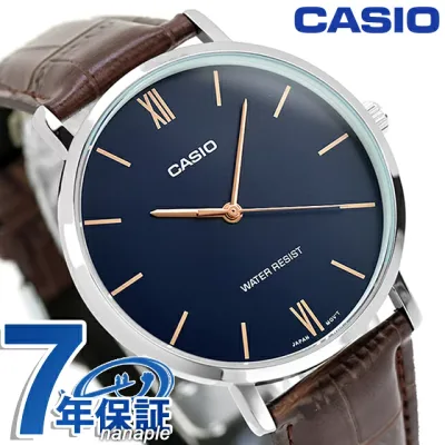カシオ チープカシオ CASIO クォーツ 電池式 MTP-VT01L-2B スタンダード 海外モデル メンズ チプカシ 腕時計 シンプル ブランド カシオ casio アナログ ネイビー ダークブラウン おしゃれ 防水 小さい 軽い かわいい プレゼント 実用的 学生 受験生 受験用 試験用 受験対応