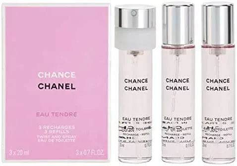 CHANEL CHANCE EAU TENDRE EAU DE TOILETTETWIST SPRAY REFILLEDT20ml×3シャネル チャンスオータンドゥル オードトワレツイスト&スプレー リフィルCHANELショップバッグ付