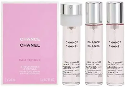 CHANEL CHANCE EAU TENDRE EAU DE TOILETTETWIST SPRAY REFILLEDT20ml×3シャネル チャンスオータンドゥル オードトワレツイスト&スプレー リフィルCHANELショップバッグ付