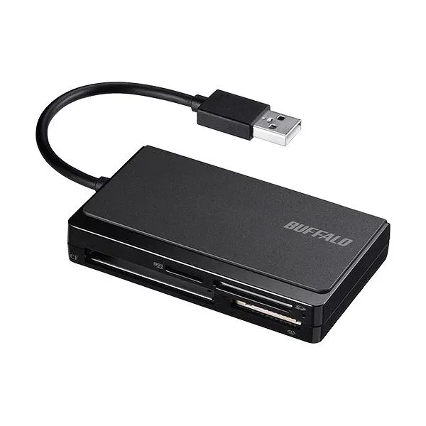 バッファロー USB2.0マルチカードリーダー / ライター ケーブル収納モデル ブラック BSCR300U2BK 1台