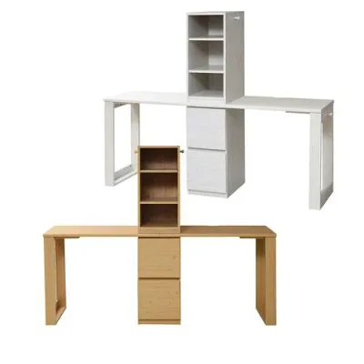 Next Day Raku Computer Desk for 2 People Study Desk PC Desk Twin Twin Desk Stylish Cheap Scandinavian Simple Office Desk for Adults Children Brothers Bookshelf Storage Rack