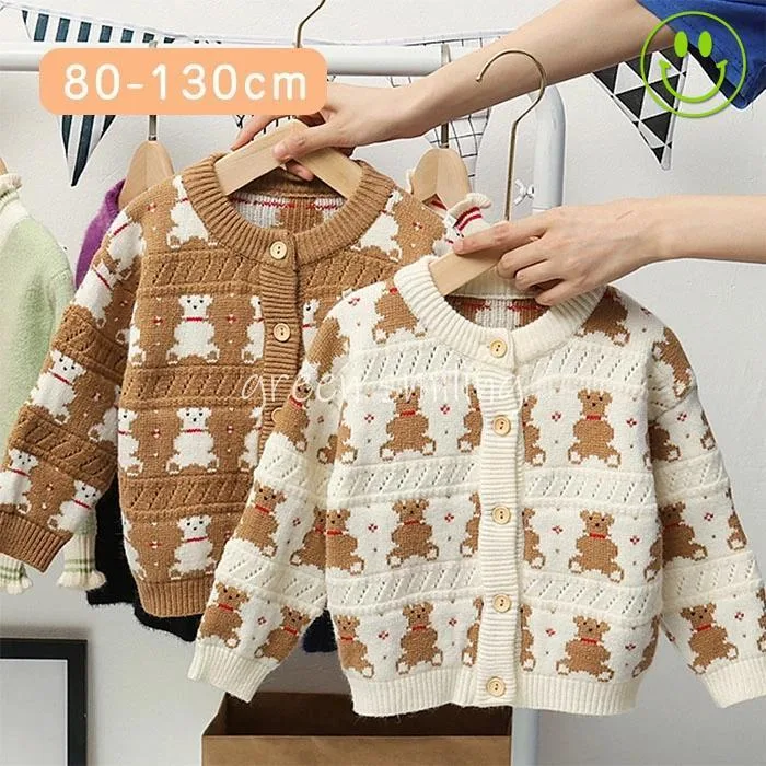 カーディガン ニットカーディガン 女の子 キッズ ニット 前開き セーター 暖かい コート 子供服 クルーネック トップス ジュニア かわいい 秋服