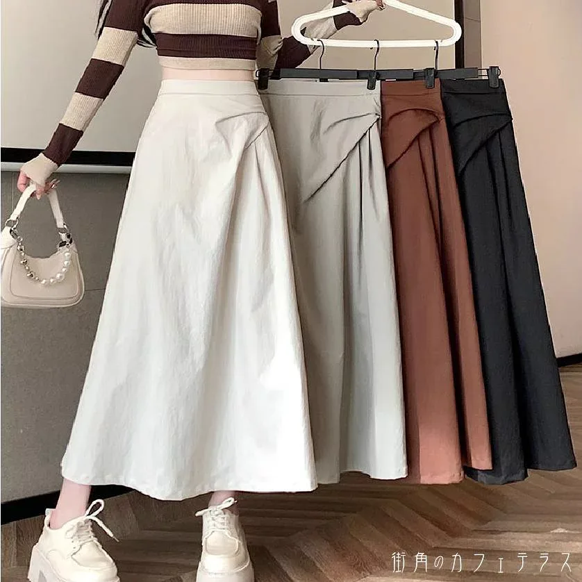 ロングスカート 4色 フレア Aライン ハイウエスト 薄手 プリーツ タッグ かわいい 大人可愛い きれいめ カジュアル 大人 上品 おしゃれ お洒落 こなれ感 コンサバ系 ラフ 抜け感 モード系 エレガント レディライク 無地 夏 30代 40代 レディース 女性用 ママ服 デート