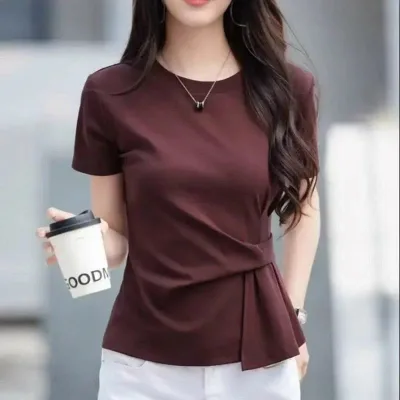 レディース チュニック シャツ 半袖 レディース チュニック シャツ 半袖 女性用 半袖 Tシャツ ウエストが 不規則な トップス な 夏の スタイル ドロップ シッピング