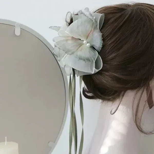 春夏 森系 雰囲気 花柄 ヘアクリップ 大きめ 蝶モチーフ リボン ?? 華やか バレッタ ?? 大人かわいい 百搭 新国風 ヘアアクセサリー まとめ髪留め 髪飾り まとめ髪 アレンジヘアアレンジ アクセント ファッション小物 ボタニカル柄 繊細