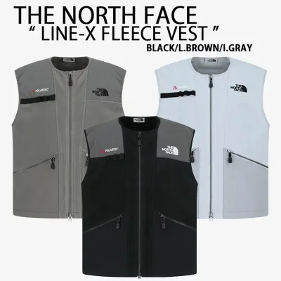 THE NORTH FACE ノースフェイス ベスト フリースベスト LINE-X FLEECE VEST POLARTEC生地 ポーラテックフリース BROWN BLACK GRAY ルーズフィット メンズ レディース NV4FR50K/J/L【中古】未使用品