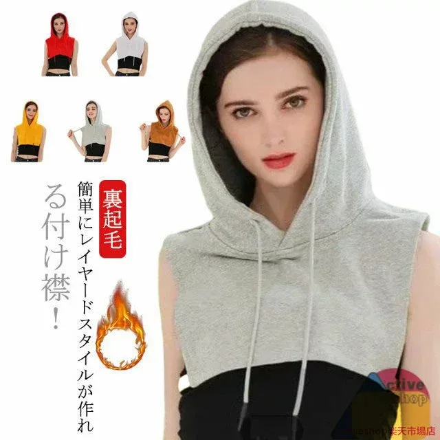 Attached collar, attached collar, hoodie collar, women's, attached collar, brushed lining, fake color, hooded, hooded collar, attached collar, casual neck warmer, layered clothing, layered, women's turtleneck, mature, cute, warm, autumn, winter, spring, free shipping