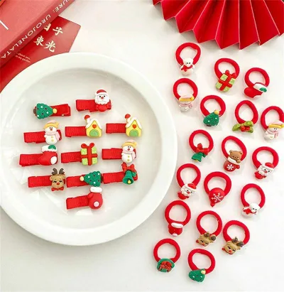 ヘアゴム 子供 クリスマス 10pcs おしゃれ 可愛い サンタクロース 雪だるま クリスマスツリー ベル トナカイ クリスマス 女の子 ヘアアクセサリー 髪飾り 髪留め 髪ゴム