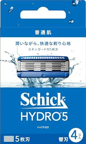 Schick(シック) ハイドロ5ベーシック 5枚刃 替刃(4コ入) スキンガード付 ブルー 男性用 カミソリ