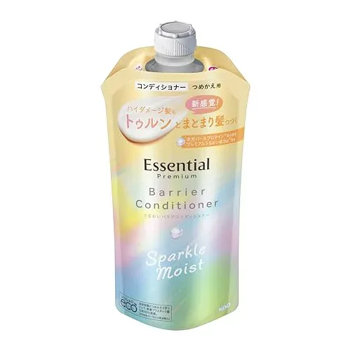 エッセンシャル プレミアム うるおいバリアコンディショナー スパークルモイスト つめかえ用 330ml ホワイトピーチ&ムスクの香り