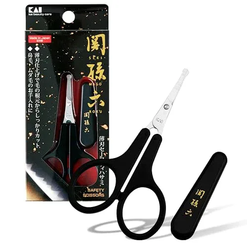貝印 関孫六 鼻毛 ハサミ 先丸 眉毛 ムダ毛 キャップ付き 日本製 HC3539