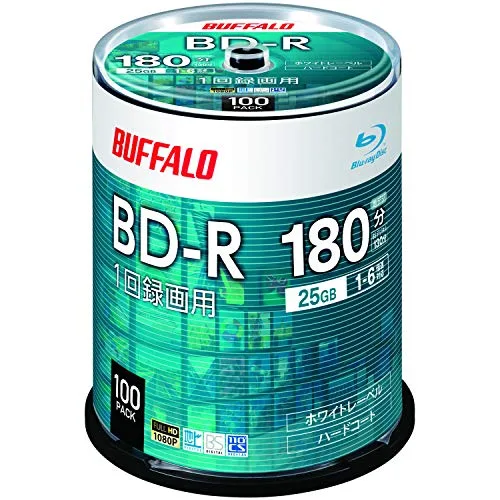 バッファロー ブルーレイディスク BD-R 1回録画用 25GB 100枚 スピンドル 片面1層 1-6倍速 【ディーガ(2016年発売以降)