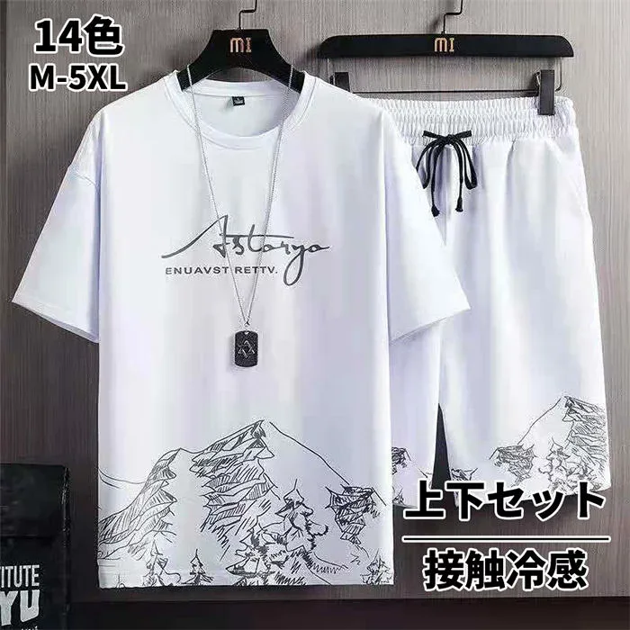 スウェット 夏服 半袖 半袖 上下セット 薄手 メンズファッション セットアップ スポーツウエア メンズ ハーフ メンズ