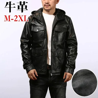 レザージャケット ライダースジャケット 牛革 バイクジャケット フード付き 本革 革ジャンM~2XL 本革ジャケット ブラック カウレザー