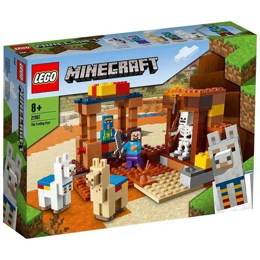 LEGO ของเล่น Minecraft Villager Trading Post ชายหญิง Minecraft สินค้าเด็กเกมของเล่นของเล่นเพื่อการศึกษาของขวัญวันเกิด LEGO Block 21167 8 ปี ~