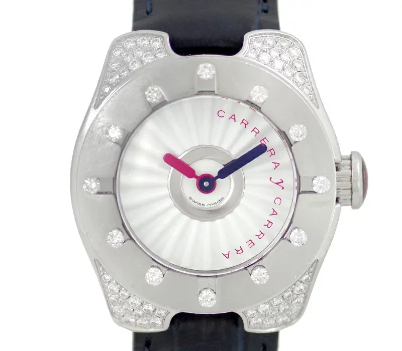 【美品】【Carrera y Carrera】カレライカレラ アバロン ダイヤベゼル ラグダイヤ 純正ダイヤモンド 白 ホワイト 文字盤 SS ステンレス レディース クォーツ【中古】【送料無料】【腕時計】