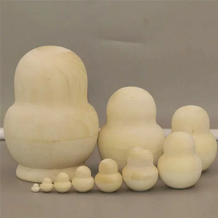 マトリョーシカ 木製 白木 無塗装 DIY 絵付け 工作 ハンドメイド 知育玩具 入れ子人形 天然木 クラフト 手作り オリジナル制作 インテリ
