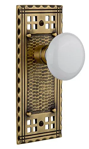 【中古】【未使用・未開封品】Nostalgic Warehouse Craftsmanプレートホワイト磁器ノブと Privacy - 2.375" 715642 1