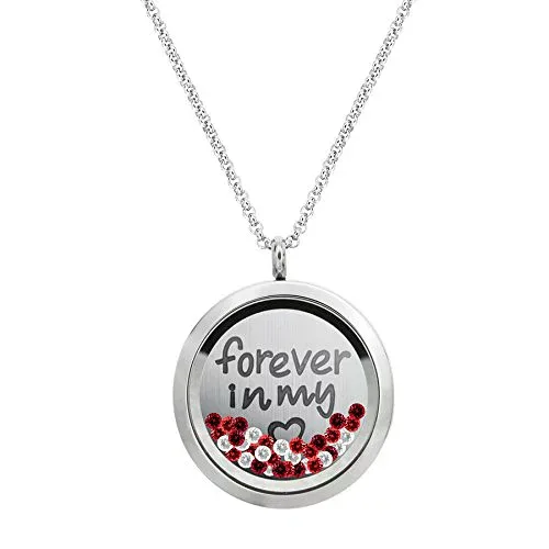 【中古】【未使用・未開封品】Forever In My Heart Love ステンレススチール フローティングチャームロケットネックレス