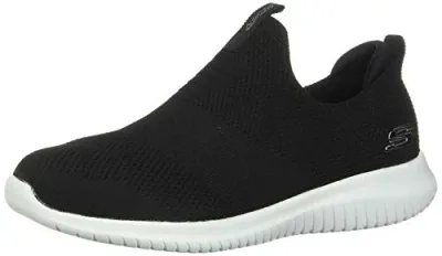 【中古】【未使用・未開封品】Skechers Ultra Flex First Take Womens Slip On Walking Sneakers, Black/White, 7