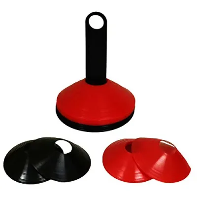 【中古】【未使用・未開封品】WODFitters アジリティコーン 20個パック - サッカー フットボール トレーニング アジリティコーン - 赤と黒 - 非常に丈夫な素材 - 屋内屋外使用