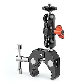 【中古】Socpuro スーパークランプ ダブル 360°回転 ダブルクランプ 最大55mm挟む可能 ボールヘッドアーム 自由雲台 蟹バサミクランプ 1/4ネジ 滑り止