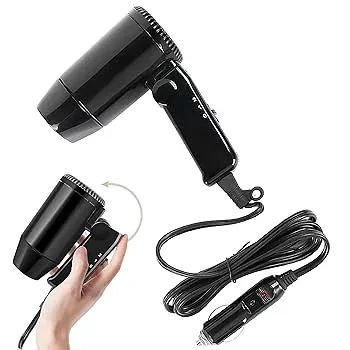 【中古】12 V カースタイリング ヘアドライヤー |ホット&コールドブロードライヤー、ポータブル折りたたみヘアドライヤー車のヘアトラベルヘアドライヤ