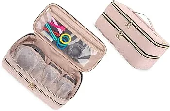 【中古】ダブル収納ボックス、アクセサリー収納(ポーチのみ)、ミスティ・ローズ。