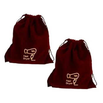 【中古】Healvian 2個 ジュエリー収納袋 旅行用ヘアドライヤーバッグ 巾着ヘアドライヤーバッグ 携帯用巾着袋 ヘアツール収納袋 旅行用収納袋 フランネル
