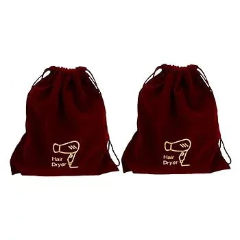 【中古】Gogogmee 2個 ジュエリー収納袋 ドライヤーバッグ ヘアツール収納袋 大きな化粧ポーチ ヘアドライヤートラベルケース フランネル巾着バッグ 家と