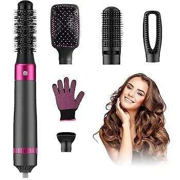 【中古】【未使用】ヘアドライヤーブラシ5で1ブロードライヤーブラシ負イオン熱風ブラシ& volumizerスタイラー髪の乾燥矯正カーリングスタイリングのための櫛と交換