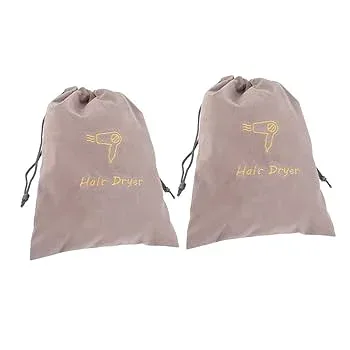 【中古】【未使用】SKISUNO 2個 ベルベット バッグ 収納 バッグ ヘア用 ドライヤー ポータブル ヘア ドライヤー バッグ ブロー ドライヤー 格納式 コード ユニバー