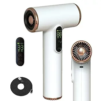【中古】【未使用】DHYBDZ 充電式コードレスヘアドライヤー、デジタルスクリーン付きポータブル USB ブロードライヤー、3 段階の温度と風速調節可能、子供、学生寮