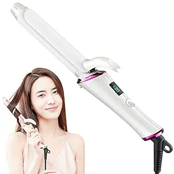 【中古】【未使用】ヘアアイロン カール 巻きコテ 25mm RUEOO 120℃?200℃ 五段階温度調節 LCD温度表示 マイナスイオン 自動電源off 海外対応 (ホワイト)