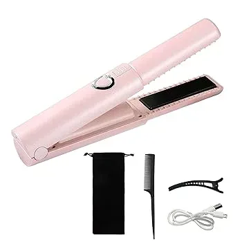 【中古】【未使用】ROTEK ヘアアイロン コードレス USB充電式 ストレート カール 2Way 3段階温度調整 160/180/200℃ ミニアイロン 持ち運び便利 大容量4800mAh 男女
