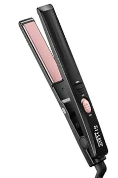 【中古】【未使用】テスコム ヘアアイロン ストレートアイロン 18mm 海外対応 コンパクト セラミックコーティング ブラック THS7 K