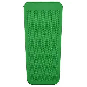 【中古】【未使用】グリーン耐性シリコンマットポーチ フラットアイロン、ヘアアイロン、ホットヘアツール用
