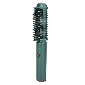 【中古】【未使用】ストレートヘアアイロンブラシ、コードレスポータブルアンチスカルドエレクトリックストレートヘアコーム、家庭用プロホットコームヘアストレー