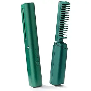 【中古】【未使用】ブラシアイロン コードレス ヘアアイロン ストレートブラシ 小型 軽量 携帯便利 ヒートブラシ コードレス ヘアアイロン ストレート 3段階温度調