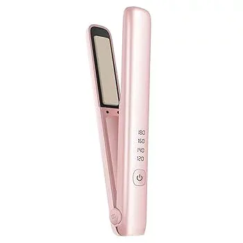 【中古】【未使用】プラスチック製品 発熱しやすい ヘアアイロン 抗菌 殺虫剤 (ピンク)